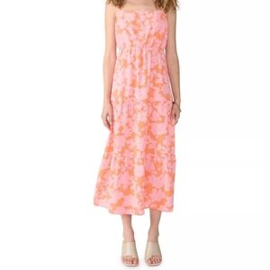 Social Standard Ladies Tiered Smocked Floral Back Dress